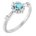 14K White Natural Blue Zircon & 1/6 CTW Natural Diamond Halo-Style Ring 